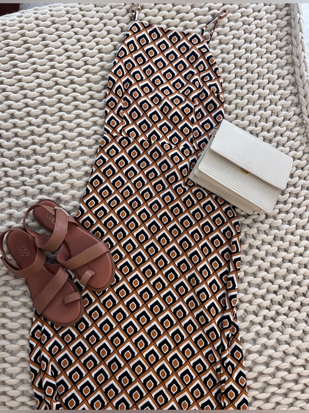 Spaghetti Strap Paisley Print Square Neck Midi Dress